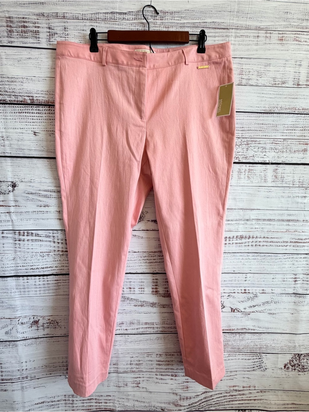MICHAEL KORS WOMENS BASICS TROUSERS PANTS QUARTZ PINK SIZE 16 COTTON BLEND